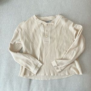 Everlane The Organic Cotton Waffle Henley in Brazilian Sand Size Small